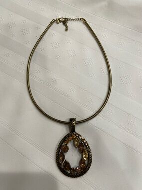 Premier Design Bronze Crystal Teardrop Pendant Necklace